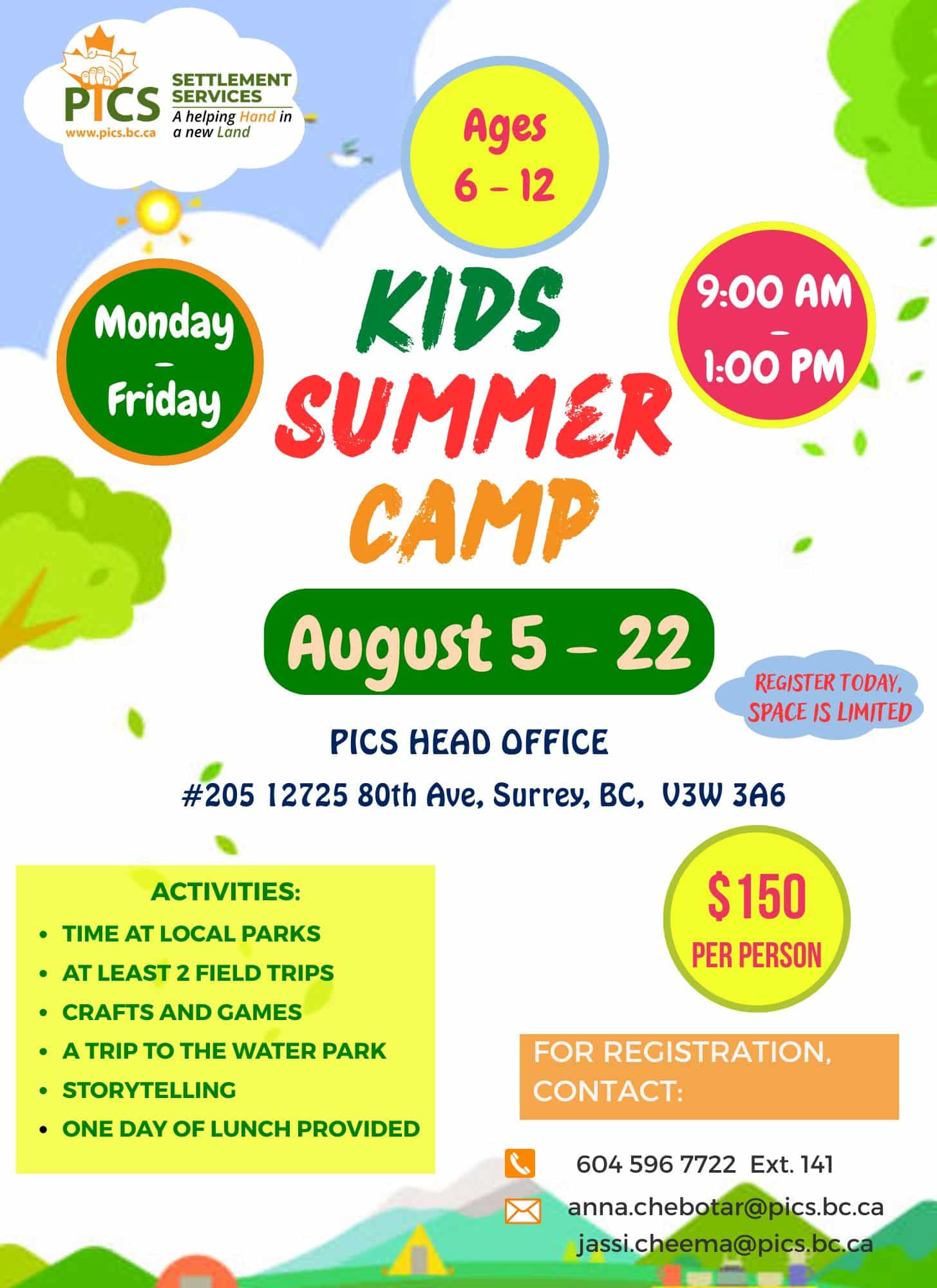 PICS Kids Summer Camp Poster
